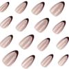 Cat Eye Flash Wearable Nails - French Red Almond-shaped Nail Tips (Medium Short)