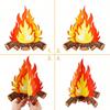 6 Set Fake Fire Fake Fireplace Campfire Flame 12 Inch 3D Cardboard Campfire Centerpiece Artificial Cardboard Fireplace Decoration
