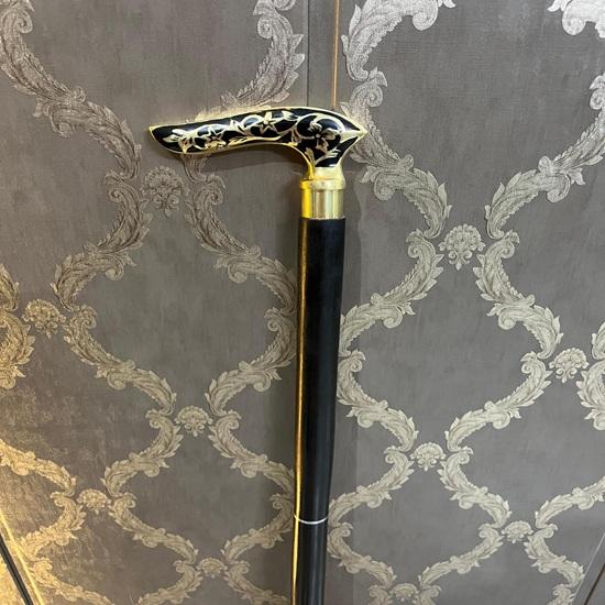 Victorian Brass Handle Walking Stick: Rosewood Cane, 3 Fol