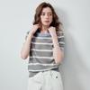 Chuyu Women's Lyocell Retro Stripe Short-Sleeve Knit Top