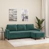 Vidaxl 3-Seater Sofa with Footstool, Dark Green, 180 Cm, Velvet