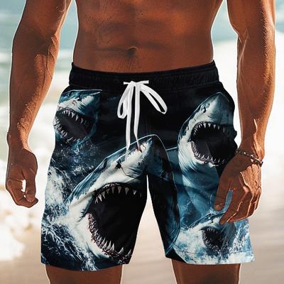 Men's Animal Shark Sea Creatures Swim Trunks Bathing Suits Swim Shorts Board Shorts Mid Waist Funny Beach Vacation