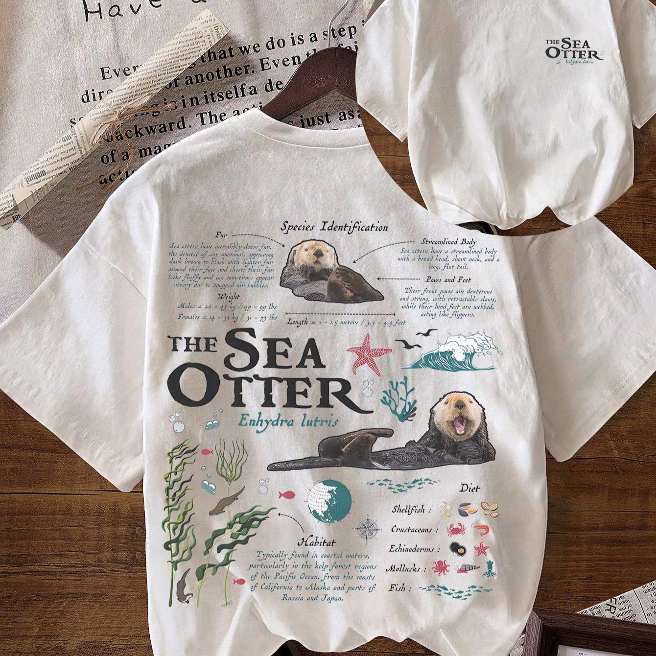 

Повседневная короткорукавная футболка Y2K с круглым вырезом и принтом океана Medium белый