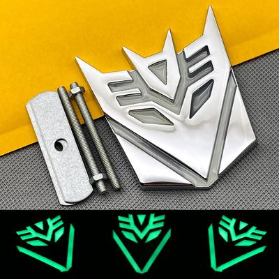 Chrome Metal Self-luminous Transformers Decepticon Grille Emblem Car Grill Badge