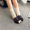 Ladies Autumn and Winter Horizontal Striped Cat Cotton Five Finger Socks