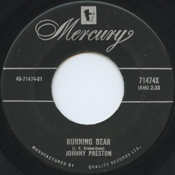 

7inch Record JOHNNY PRESTON - Running Bear 71474X MERCURY 1959 Non Japan Rock Used
