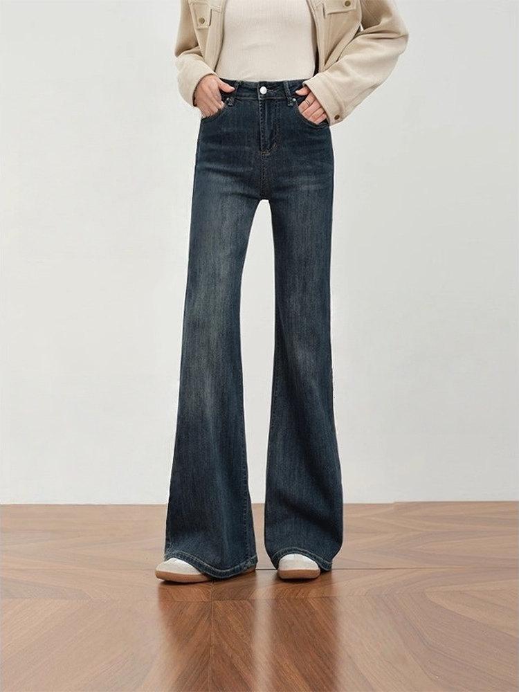 Women s Plus Size High-Waisted Micro-Flare Blue-Gray Slimming Jeans Large
