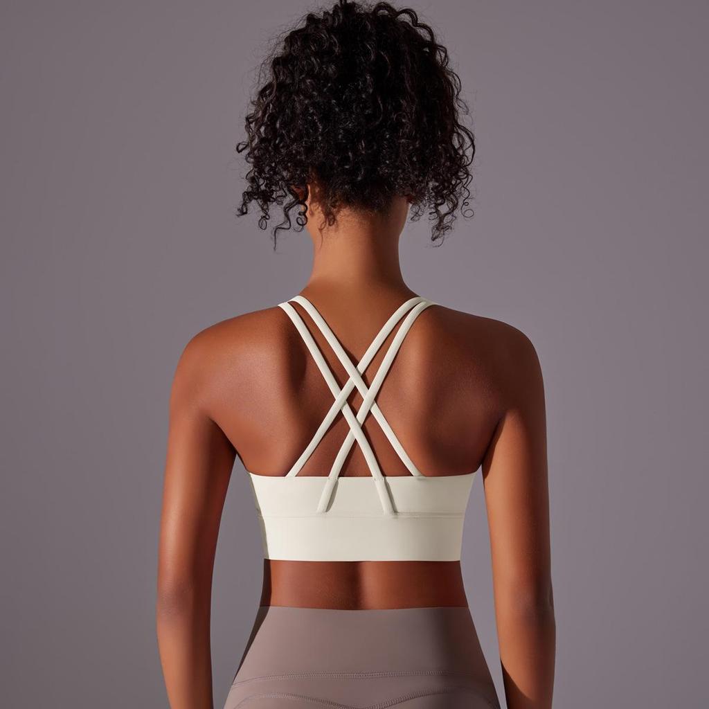 Double-Sided Criss-Cross Shockproof Sports Bra - Cloud-Like Yoga Fitness Top