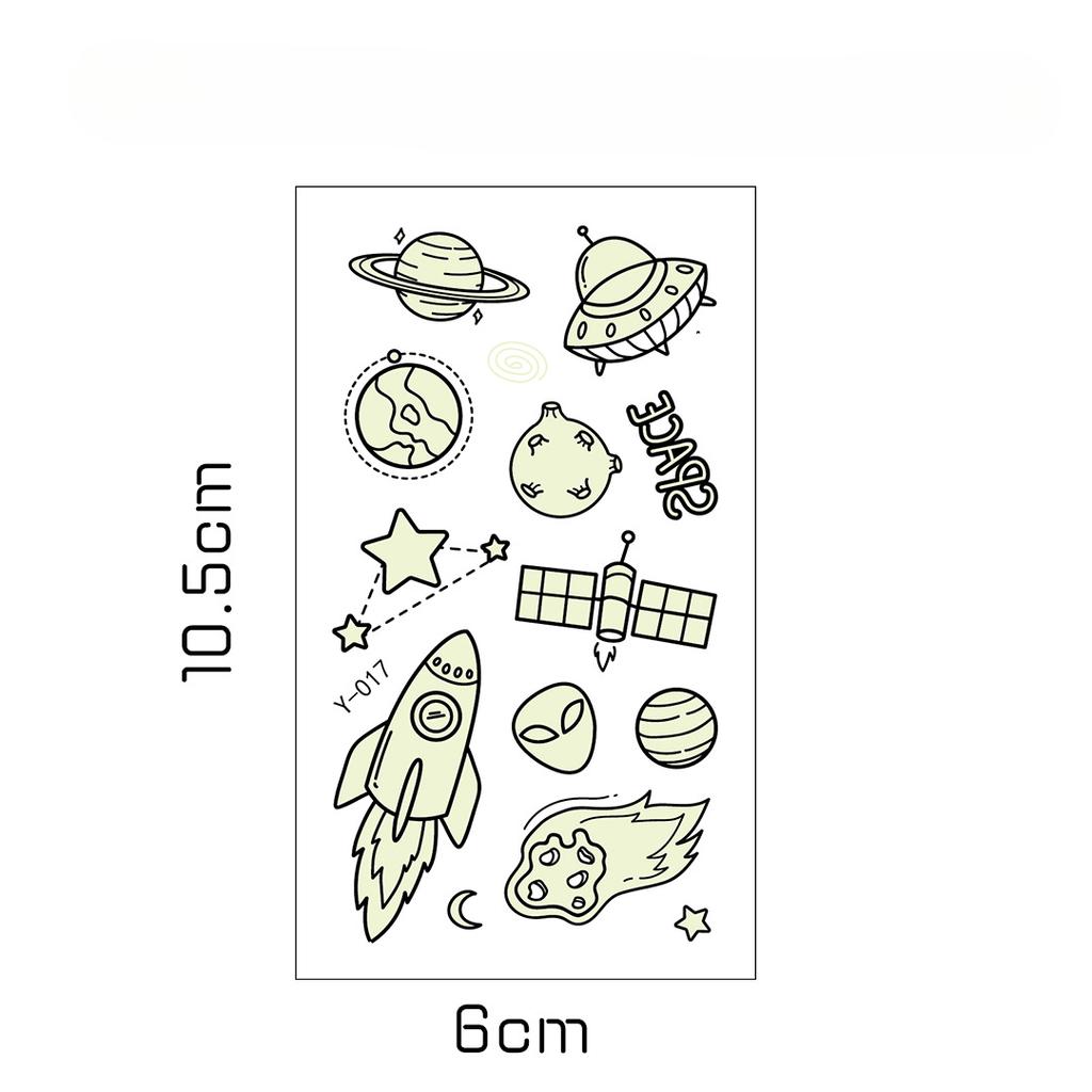 Children's Cartoon Glow-in-the-dark Tattoo with Fluorescent Green Waterproof Bonus Sticker