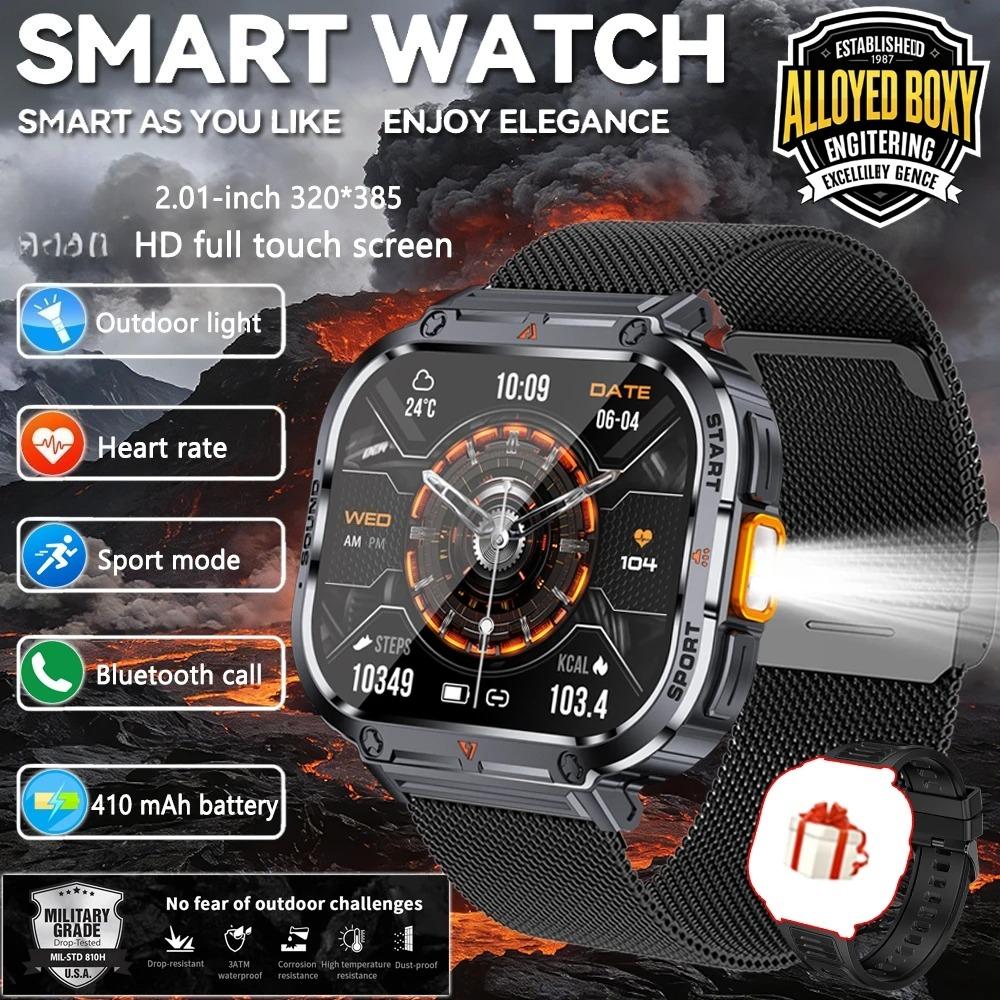 New  Smart Watch Men LED Flashlight Sports IP68 Waterproof GPS Tracker Bluetooth Call Smartwatch Man for Android ioS