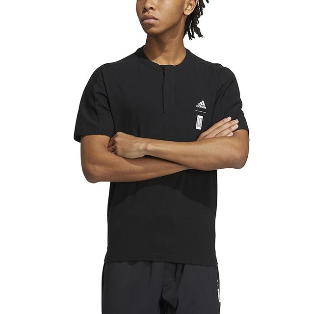 adidas T Shirts Men's Black Crew Neck Moderate Straight Fit HE5172