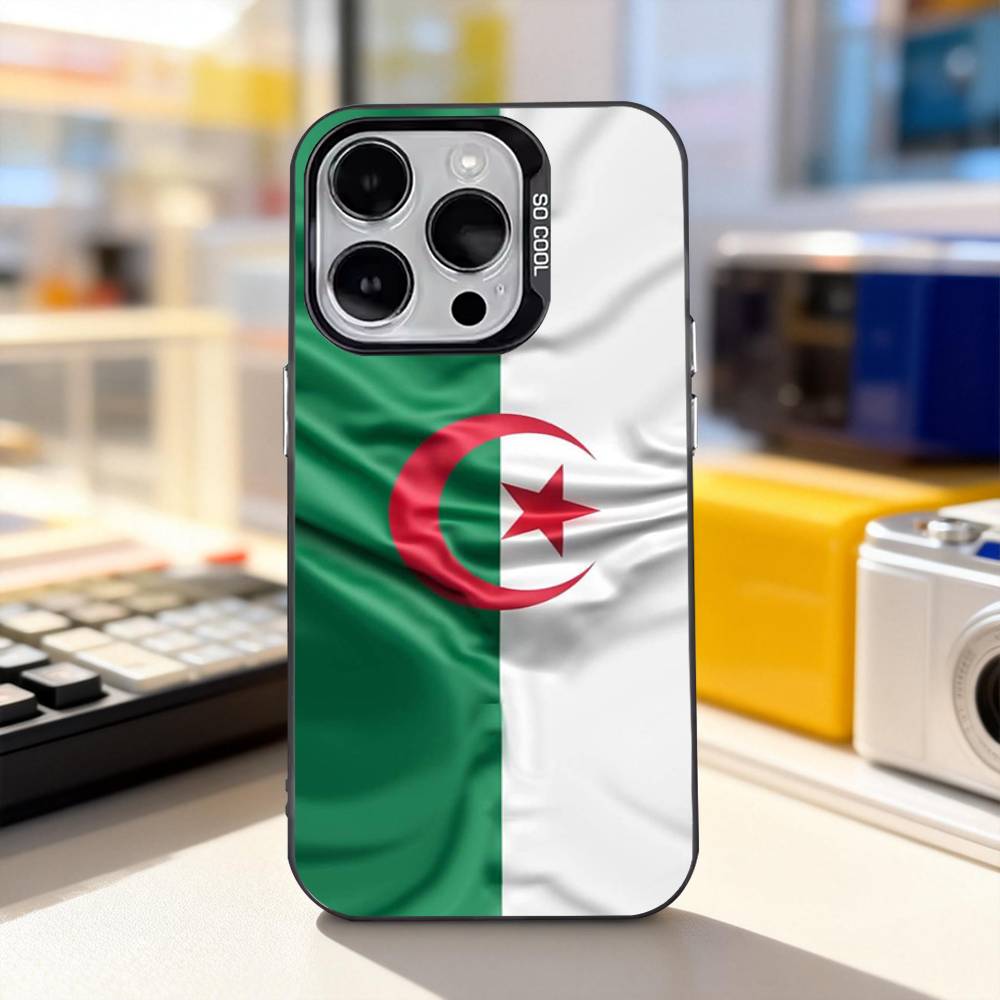 

Algeria Flag Cool Phone Case For iPhone 17,16,15,14,13,12,11,Pro,XS,Max,Plus,Mini,SE4,E Black Matte Shockproof Cover iPhone12PRO