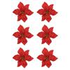 6pcs Christmas Tree Flower Decor Small Simulated Plastic Flowers Diy Glittering Holiday Wedding Decoration Artificial Garland