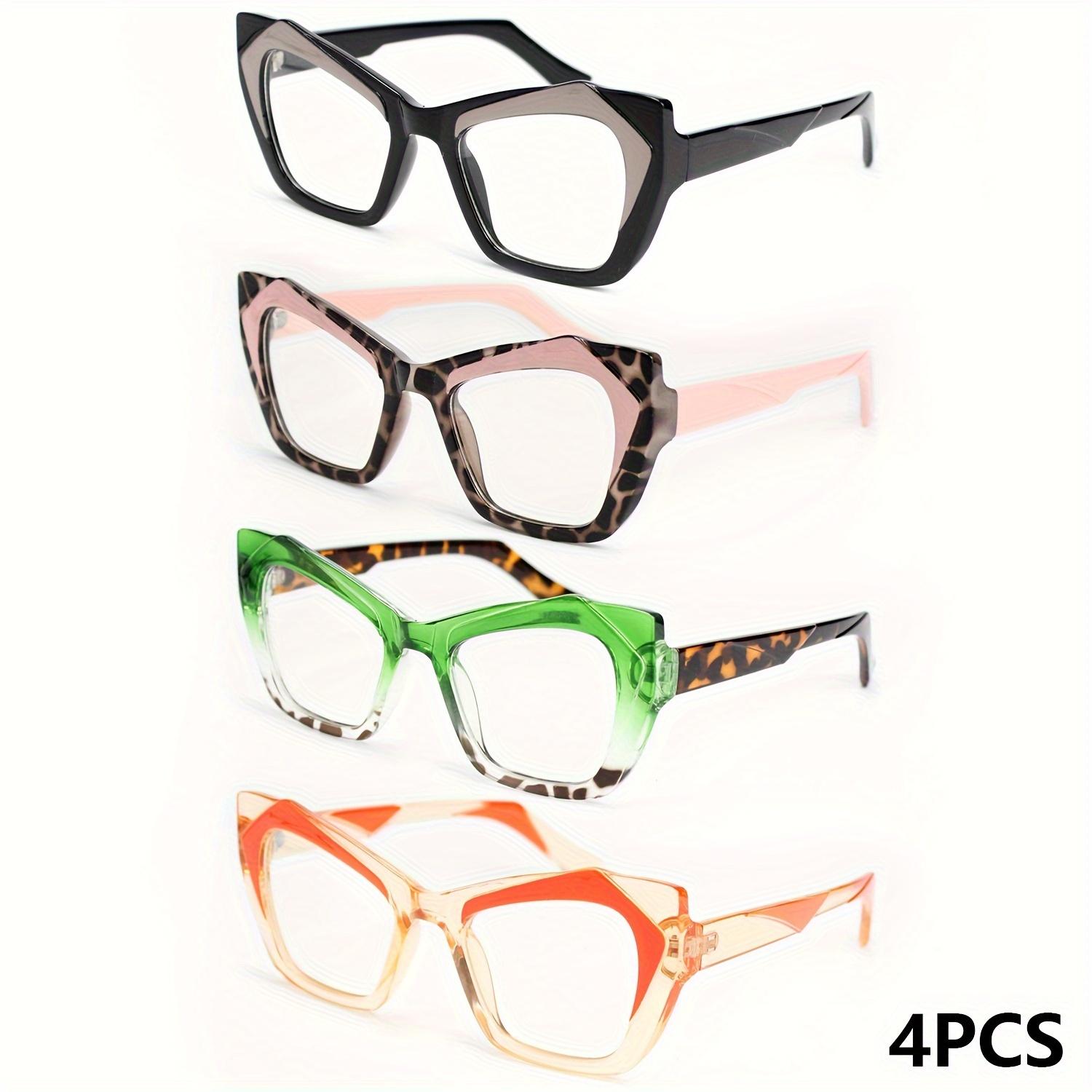 

4Pcs Chic Cat Eye Reading Glasses For Women - Hd Lens Metal Hinge Color Block Design Fashion Presbyopic Eyewear 2.5