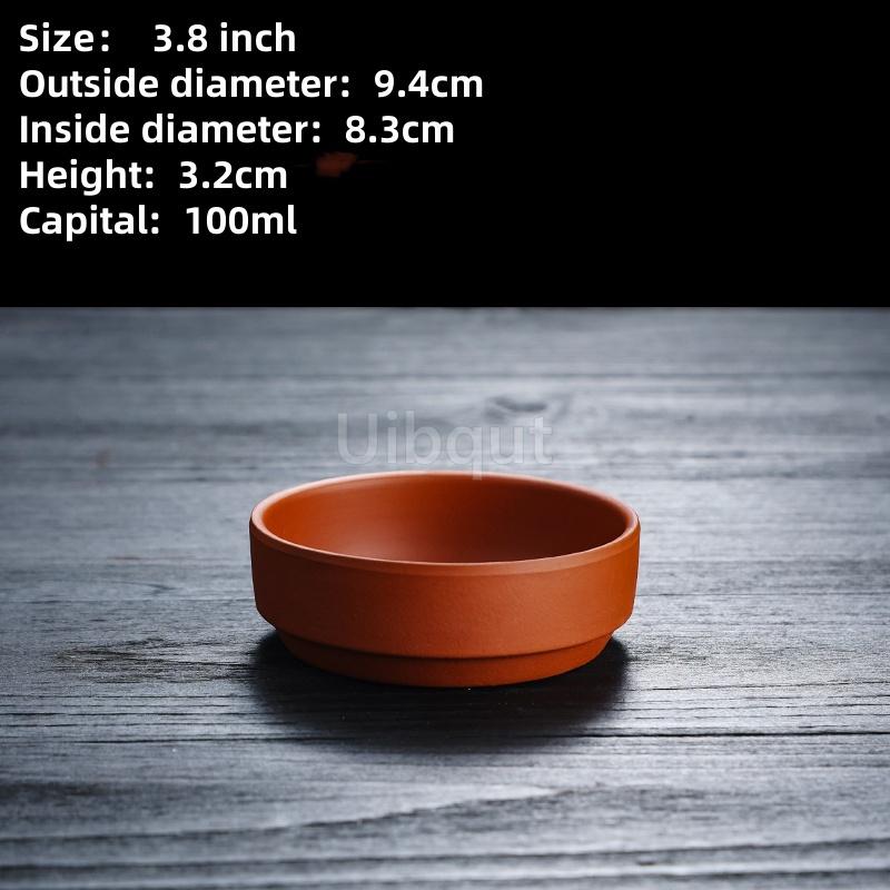 Round ceramic rice bowl purple clay steamed food earthenware steamed ramen salad bowl set rice washing bowl small dish plate