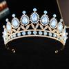 DIEZI 6 Colors Baroque Green Blue Pink Opal Crystal Tiara Crown Women Wedding Elegant Luxury Princess Party Rhinestone Crown