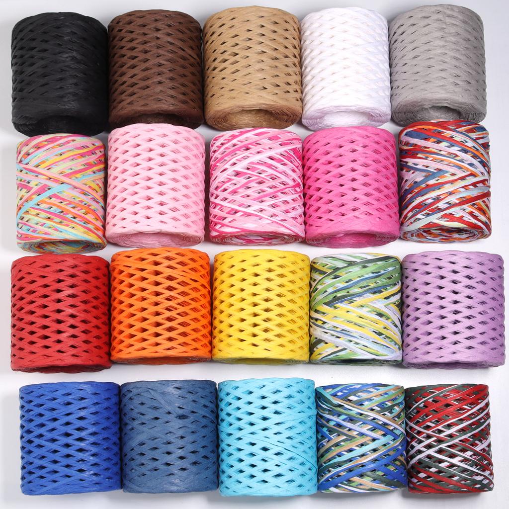 200M/roll Raffia Straw Yarn Colorful Paper Braided Rope for Handmade Craft Knitting Crocheting Threads DIY Bouquet Gift Package
