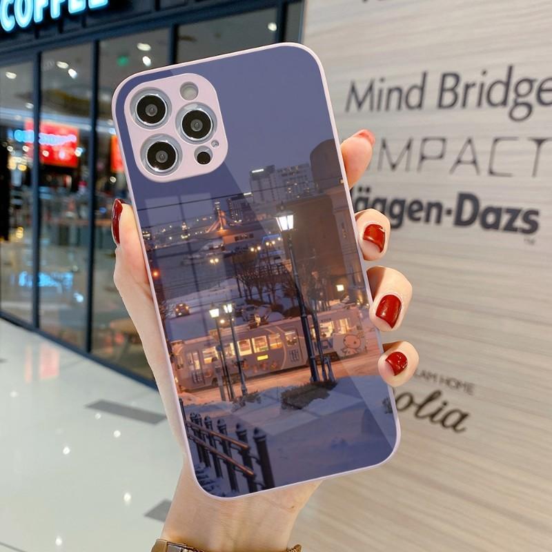Милый и уютный чехол для телефона с пейзажем для iPhone 14 13 12 11 Pro Max X XR XS 8 7 Plus, цветной чехол для телефона из жидкого стекла iPhone 14