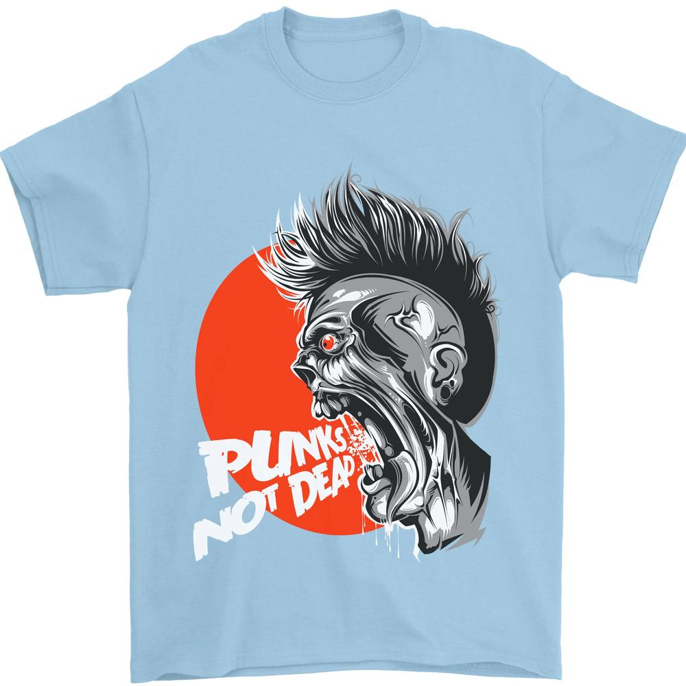 Punks Not Dead Koszulka Unisex Rockowa z Czaszką 100% Bawełna