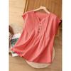 Womens Casual Fashion Sleeveless Linen Cotton Blouse Shirt