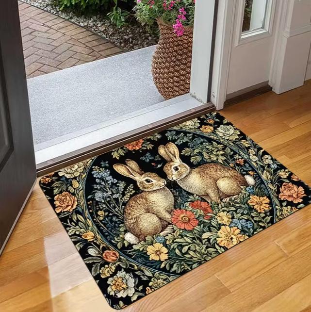 Autumn Rabbit Print Pattern Door Mat and Easter Egg Door Mat Machine Carpet Suitable Bathroom Kitchen Bedroom Office Decoration