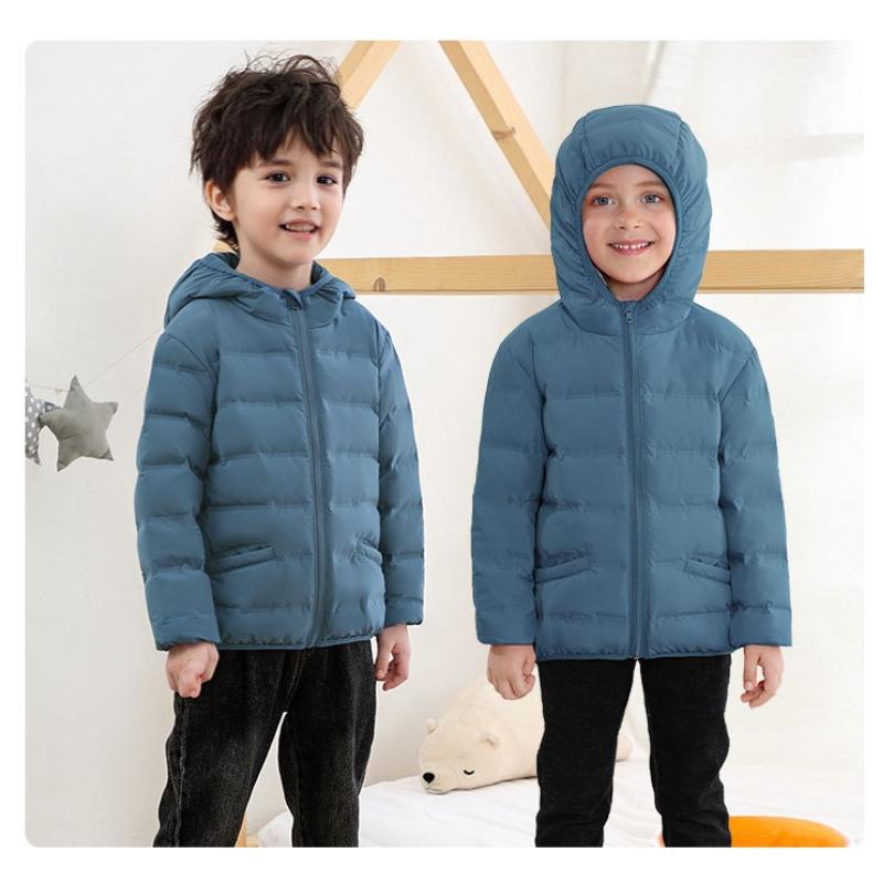 Children's Down Jacket White Duck Down Seamless Kids' Wear Hooded Lightweight Style Boys' & Girls' Coats Large, Medium, Small Sizes