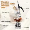 A27F-450Ml 15Oz 9 Cup Moka Pot Glass Clear Thickened Stainless Steel Stovetop Espresso Maker Italian Coffee Machine
