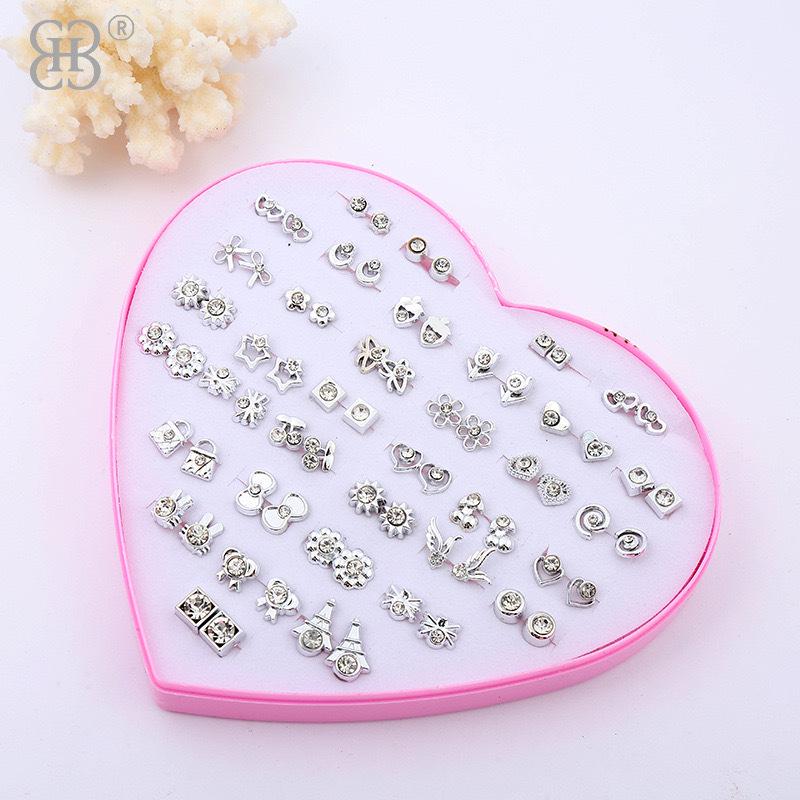 Korean Style 36-Pair Boxed Plastic Stud Earrings Set - Simple Internet Celebrity Birthday Gift