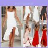 Elegant Women Sleeveless Ruffle Asymmetric Cocktail Long Maxi Sun Dress For Summer