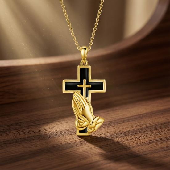 Stainless Steel Pendant Shape Openable Wear-Resistant Commemorative Necklace Praying Hands Design Necklace Pet