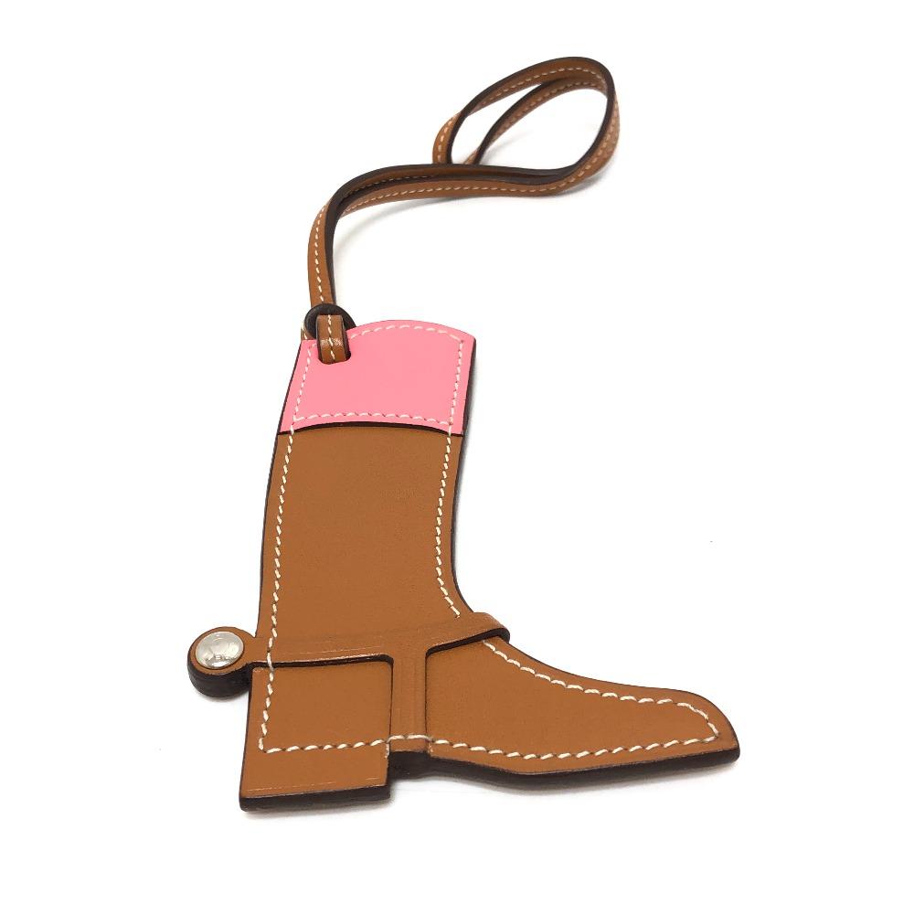 Hermes Paddock Boots Bag Charm Accessories Leather Brown/SilverHardware