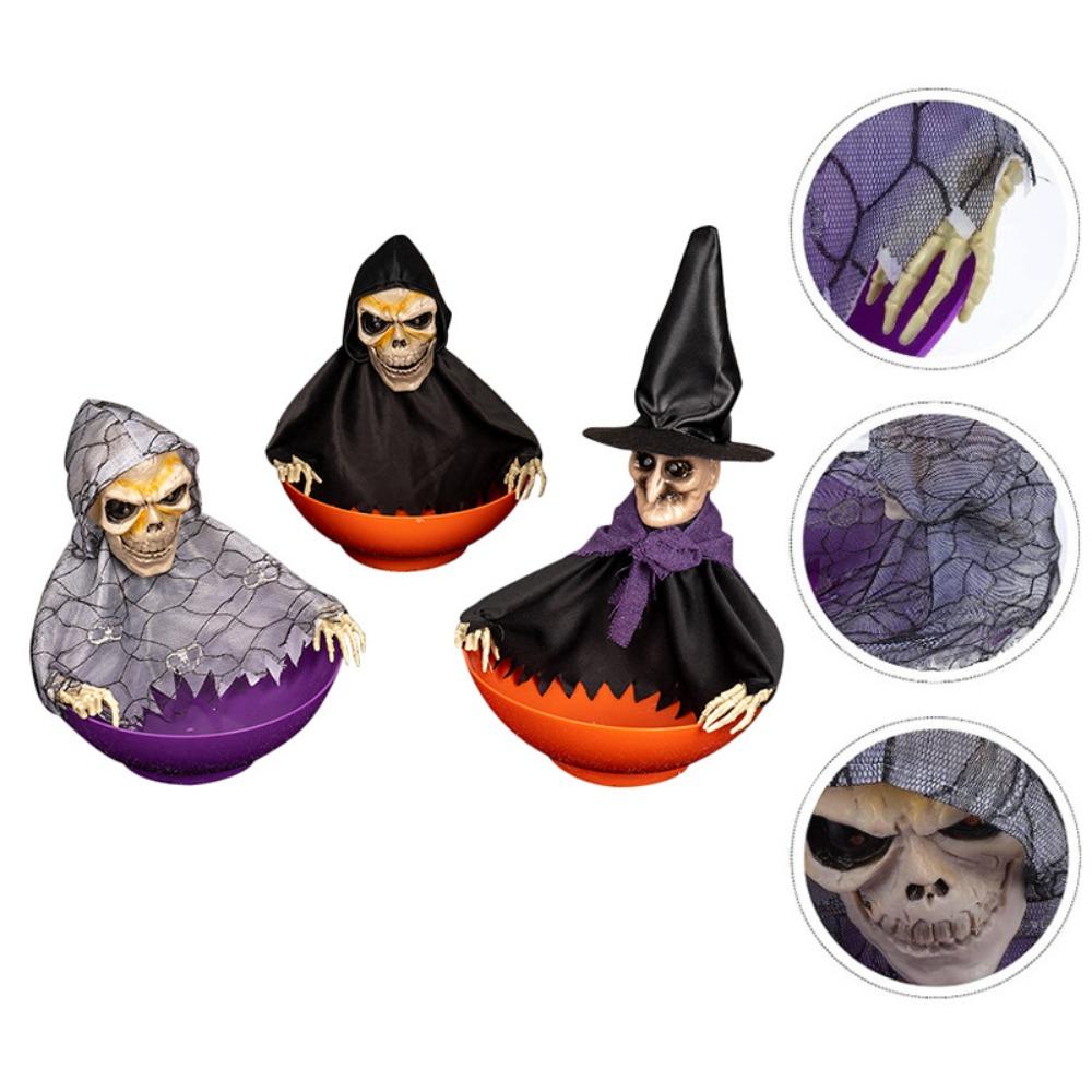 

Люминесцентная миска для закусок на Хэллоуин, пластиковые украшения в виде скелета, реквизит для ужасов