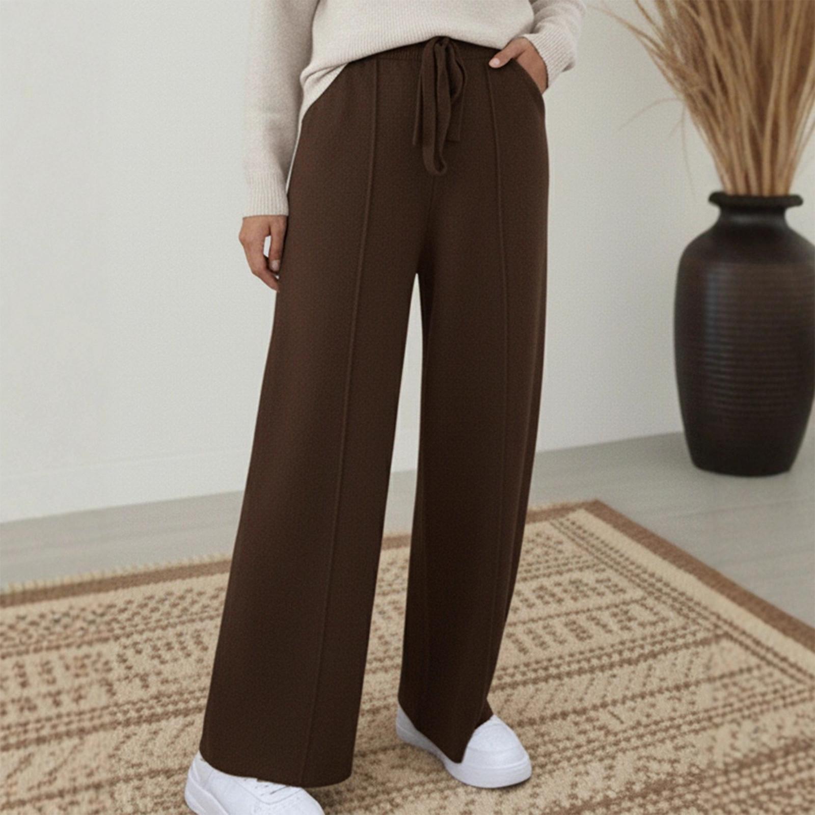 

Женские модные однотонные брюки с карманами на кулиске, с высокой талией, повседневные, с прямыми штанинами S кофейный