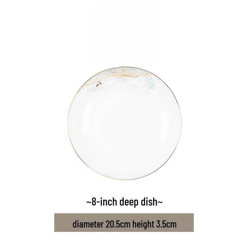 Shuogang Tiangong Light Luxury Ceramic Deep Plate 8-inch