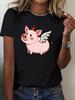 Womens Flying Pig with Crown Graphic TShirt Harajuku Short Sleeve Casual Clothing Street Tops Tees Aesthetic Clothes