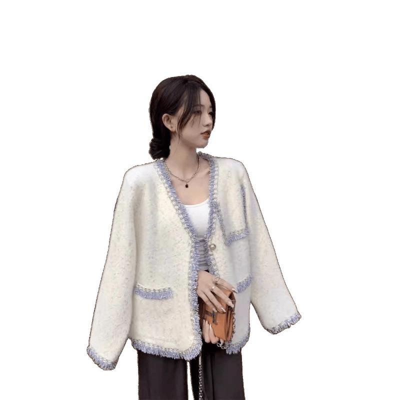 Color-Block Faux Mink Fur Sweater Coat - Korean Style Soft Knit Top for Women (2025)