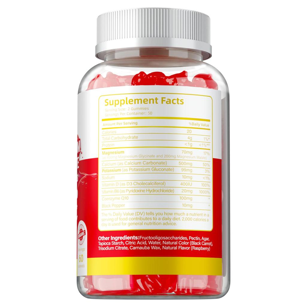 GZVH-400mg Magnesiumglycinat Gummibärchen zur Schlafunterstützung & Muskelkrampf-Linderung | Hoch absorbierende Formel mit Vitamin B6