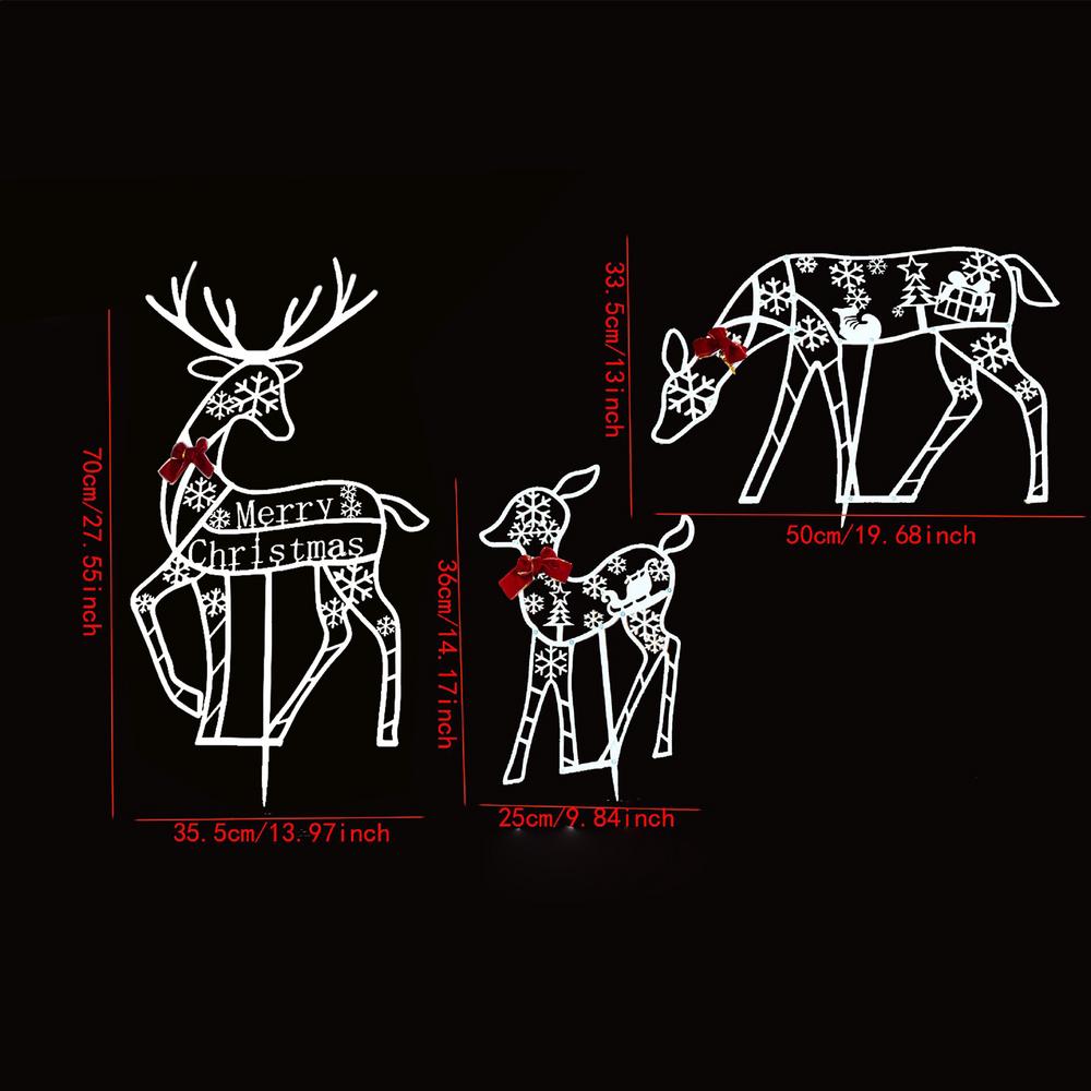 

Christmas Holiday Reindeer Family Set 2D Iron Standing Deer Garden Ornaments Backyard Holiday Decoration For Outdoor Lawn