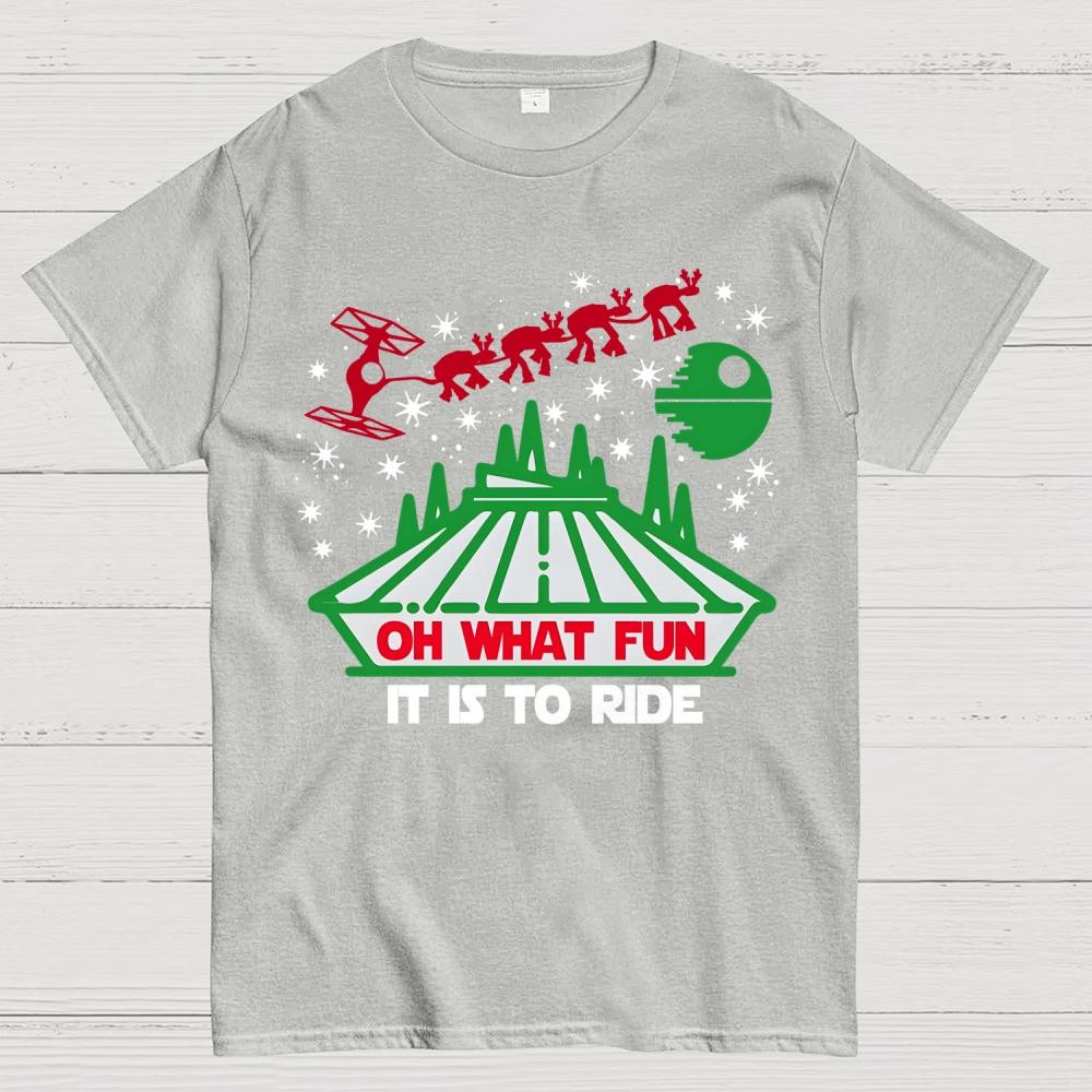 Oh What Fun It Is To Ride Christmas Cotton Summer Casual Cool Loose T-Shirt