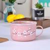 Ceramic Instant Noodle Bowl with Lid, Household Bowls, Microwave Soup, Student Nordic Simple Rice, Large Tableware