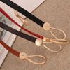A Brand-new Suit with A Thin Waist Belt, A Versatile Imitation Cowhide for Women, A Knotted Belt, and A Fashionable Black Dress for Women