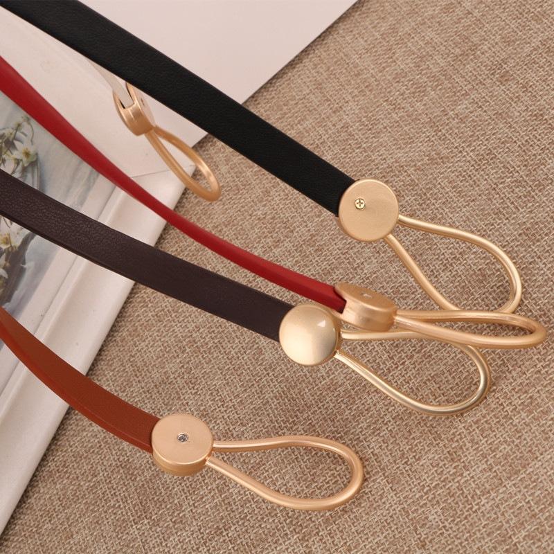 A Brand-new Suit with A Thin Waist Belt, A Versatile Imitation Cowhide for Women, A Knotted Belt, and A Fashionable Black Dress for Women