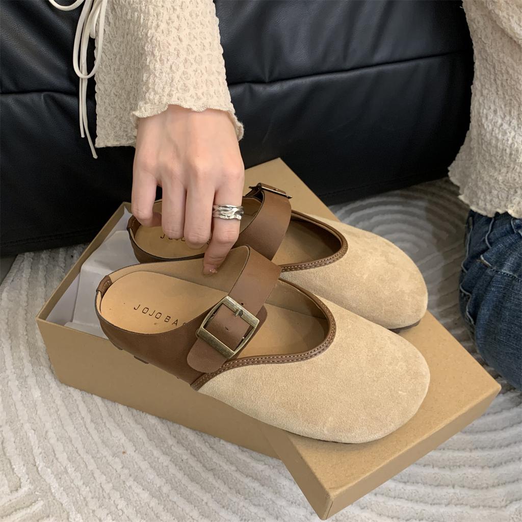 Fashion Spring and Autumn Slippers Women's Flat Shoes 2024 New Trendy Fashion Baotou Slippers Women's Slip-On Shoes