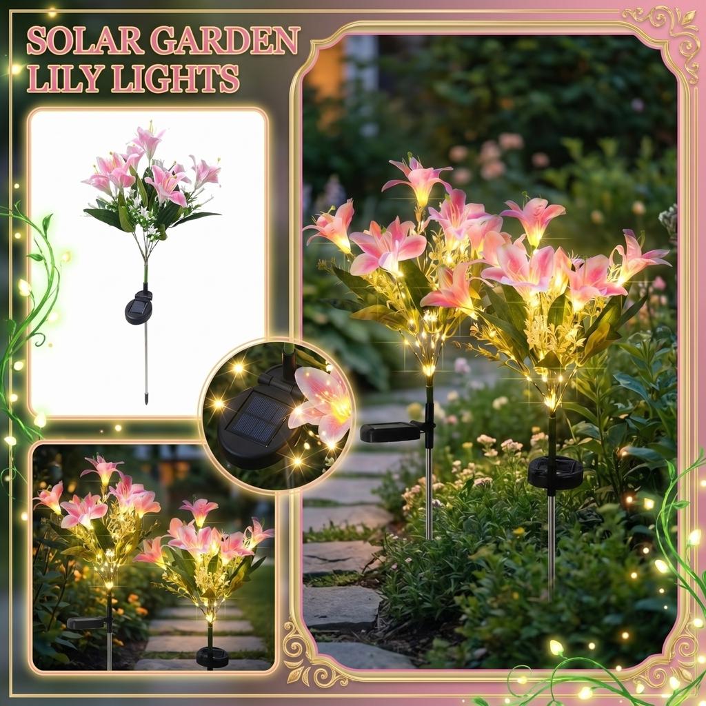 Solar Powered Outdoor Artificial Flower Garden Light with Realistic Design and Durable Materials for Yard Patio Lawn Decoration