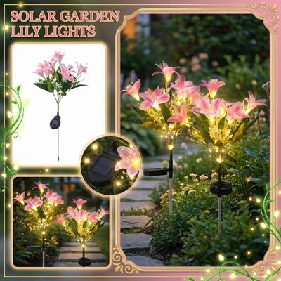 Solar Powered Outdoor Artificial Flower Garden Light with Realistic Design and Durable Materials for Yard Patio Lawn Decoration