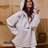 Elegant V-neck Hooded Women's Sweatshirt for Autumn and Winter