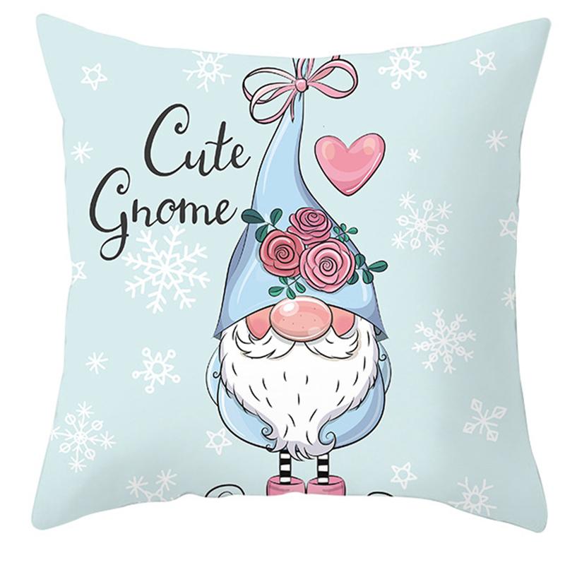 Happy New Year Christmas Decoration Dwarf Print Pattern Cushion Cover for Home Living Room Sofa Decoration Pillow Cover