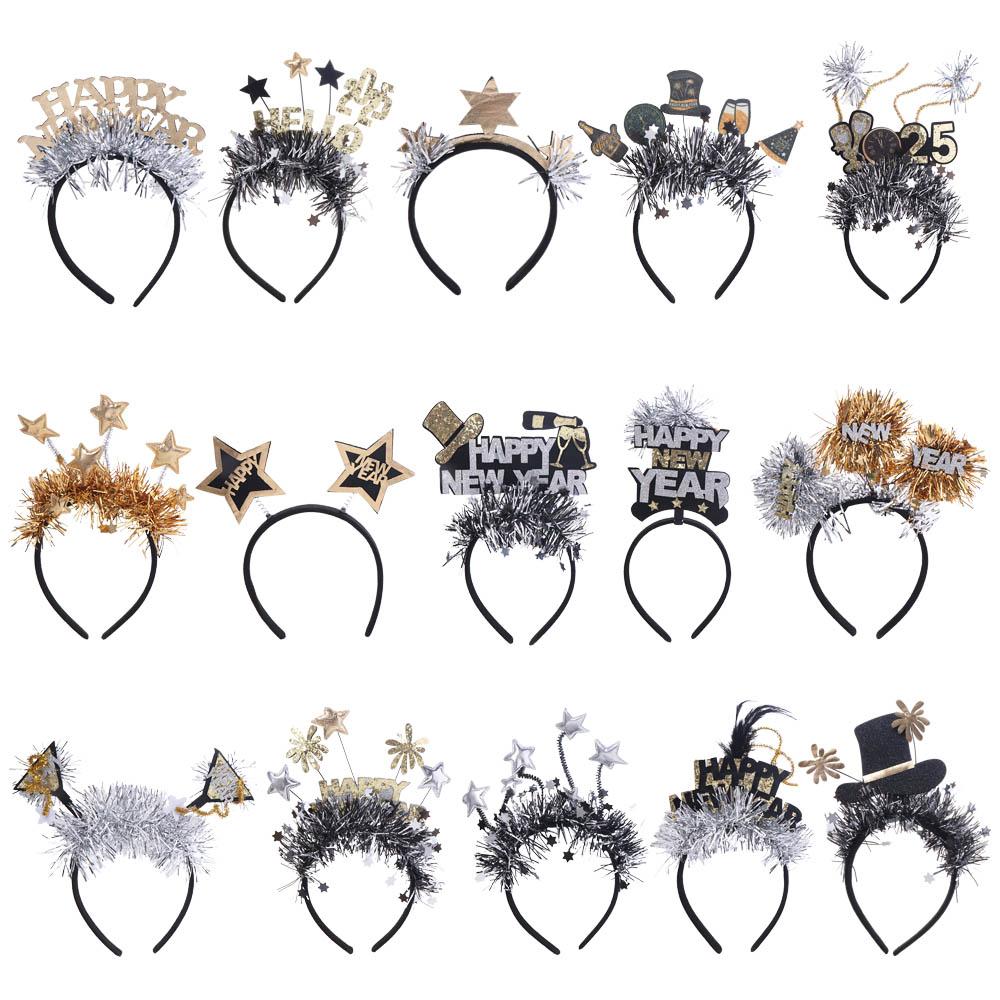 Gold Silver Happy New Year Headband Glitter Party Photo Props  Party Supplies