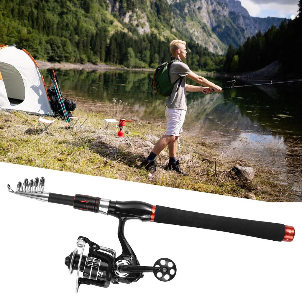Telescopic Fishing Rod and Fishing Reel Combos Full Kit for Saltwater Freshwater