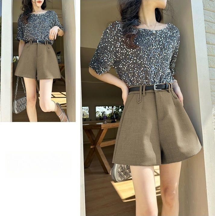2026 Summer Women's Casual High-Waist A-Line Wide Leg Shorts